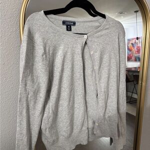 Lands' End Women's Light Gray Cardigan Sweater